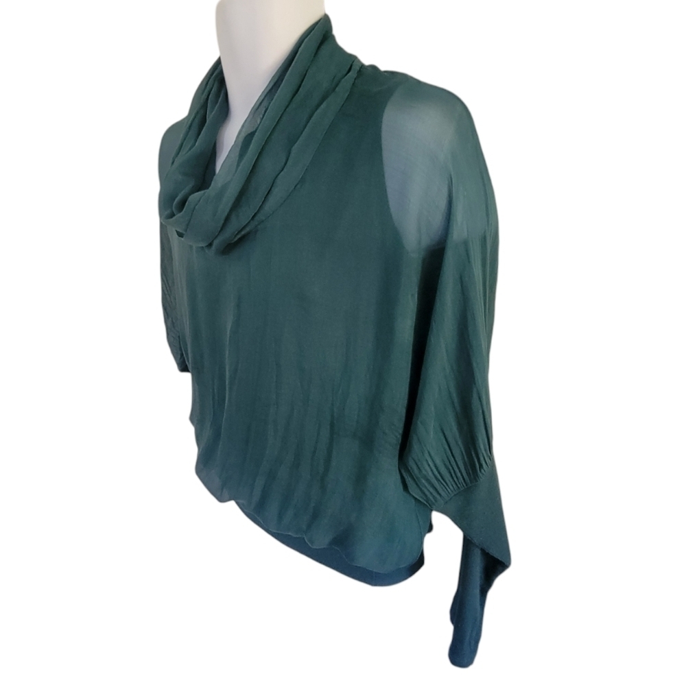LA FÉE MARABOUTÉE Silk Blend Organic Preppy Luxury Cowl Neck Blouse - Women's - Picture 3 of 9